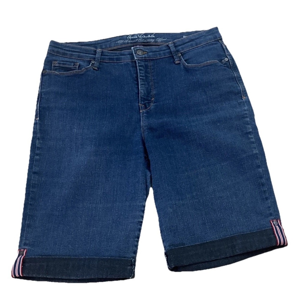 Gloria Vanderbilt Denim Jean Shorts Bermuda Jorts Teal Women's Size 10 Cuff